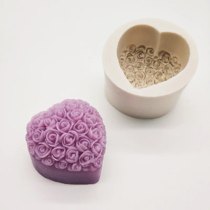 3DDiamond Soap Moulds Love Heart Design Silicone Mold DIY Car Pendant Gypsum Plaster Heart Mold Diamond Candle Molds Soap making