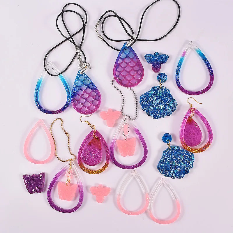 Droplet Shape Earring Pendant Silicone Mold Crystal Epoxy Resin Hollowed Out Earring Molds Creative Jewelry Necklace Pendans