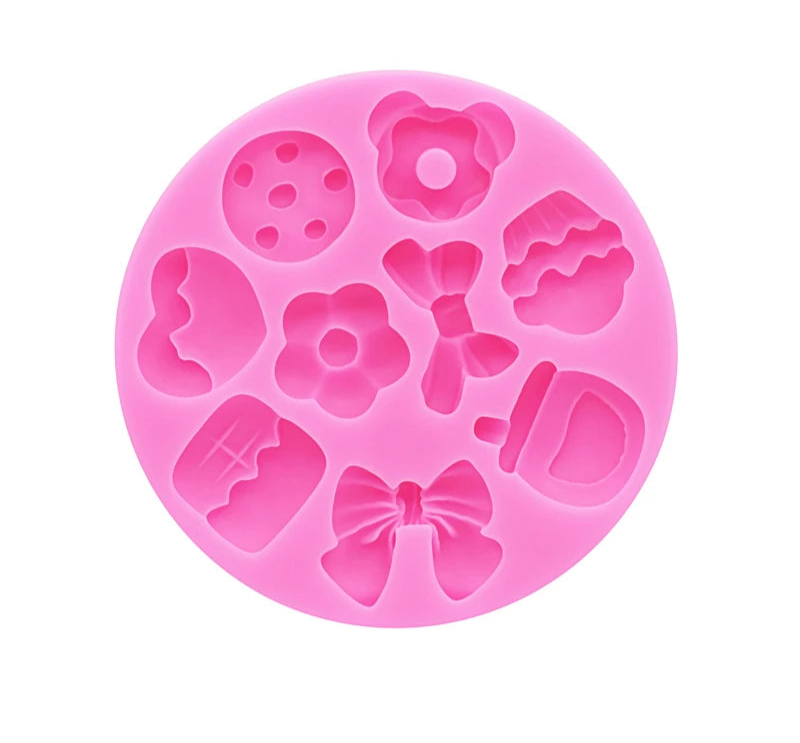 Bow tie donut food and play modeling DIY resin jewelry accessories drip mold chocolate cake dessert decoration silicone molds