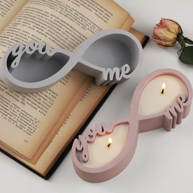 DIY You Me Couple Candle Cup Mirror Silicone Molds Gypsum Aromatherapy Container Jewelry Storage Can Resin Mold Home Handicrafts