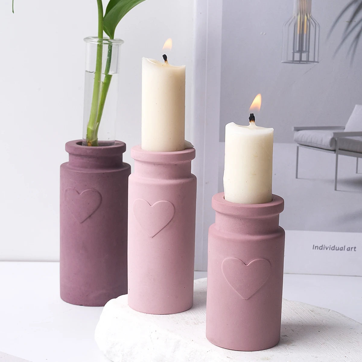 DIY Round Love Bottle Silicone Mold candlestick Test-tube hydroponics vase Molds Plaster Ornament Making Craft Drop Glue Mould