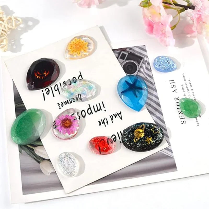 DIY Crystal Drop Resin Cut Oval Water Droplet Pendant Silicone Mold Earrings Pendant Keychain