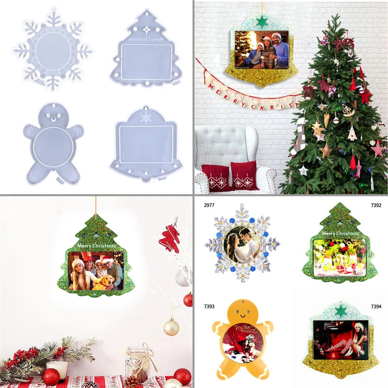 Christmas Photo Picture Frame Epoxy Resin Silicone Mold Casting Mould for DIY Craft Form Supplies Home Decoration Gift Making