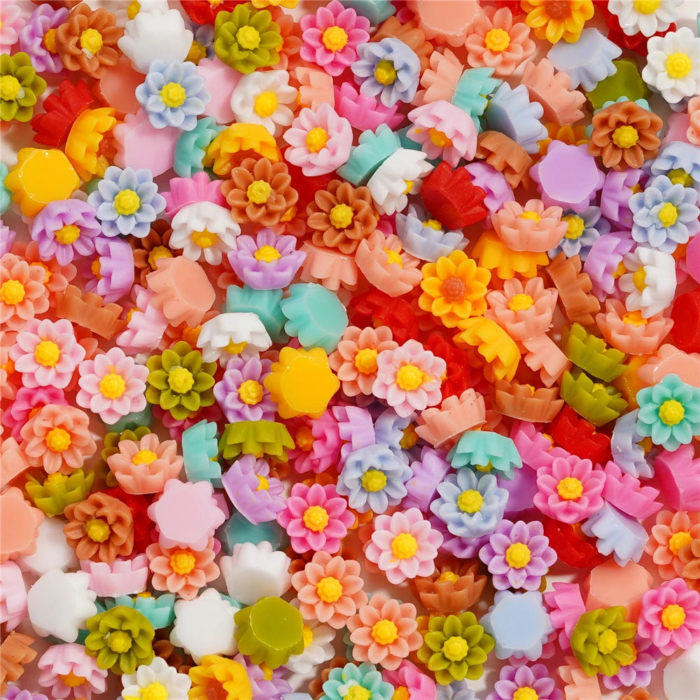 100Pcs/Lot Cute Resin 6/8mm Mixed Flowers Fillings Materials for DIY Epoxy Resin Mold Nail Art Decor Crafts Accessories