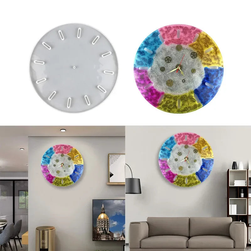 Big Size Clock Silicone Mold DIY Square Round Clock Watch Mould Wall Hanging Decorative Mirror Epoxy Resin Mold