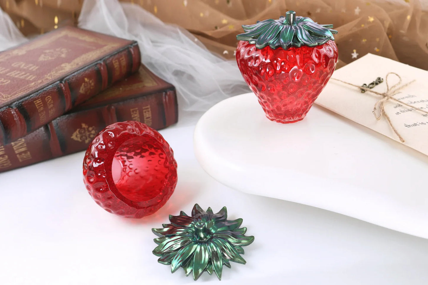 DIY Crystal Epoxy Resin Mold Strawberry Storage Box Fruit Storage Jar Mirror Silicone Mold