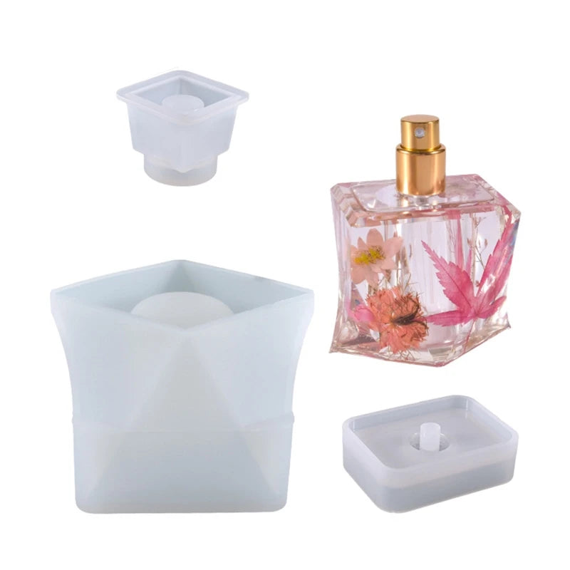 Diy Crystal Epoxy Resin Mold Cut Surface Irregular Perfume Bottle Storage Decoration Silicone Mold Container Epoxy Mold