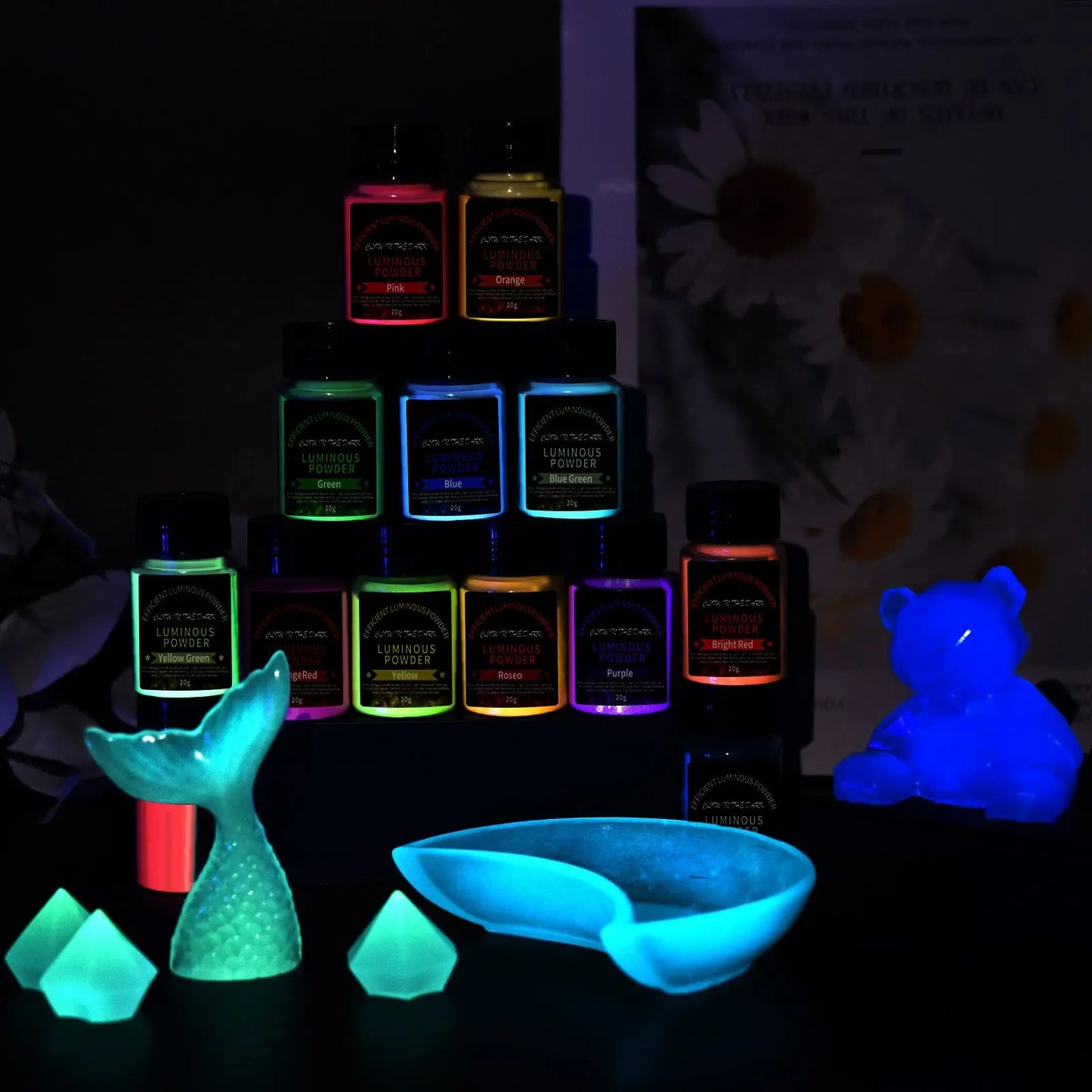 20g/Bottle Luminous Powder Resin Pigment Glow In Dark DIY Epoxy Resin Mold Crafts Jewelry Making Supplies Luminous Pigment Dye