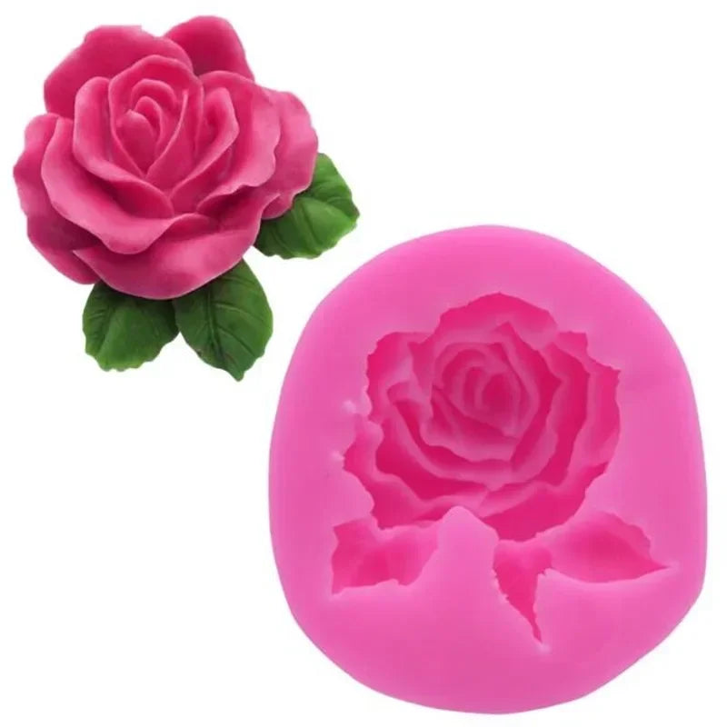 1Pc 3D Rose Flower Bloom Silicone Fondant Soap Cake Mold Cupcake Jelly Candy Chocolate Decoration Baking Tool Moulds