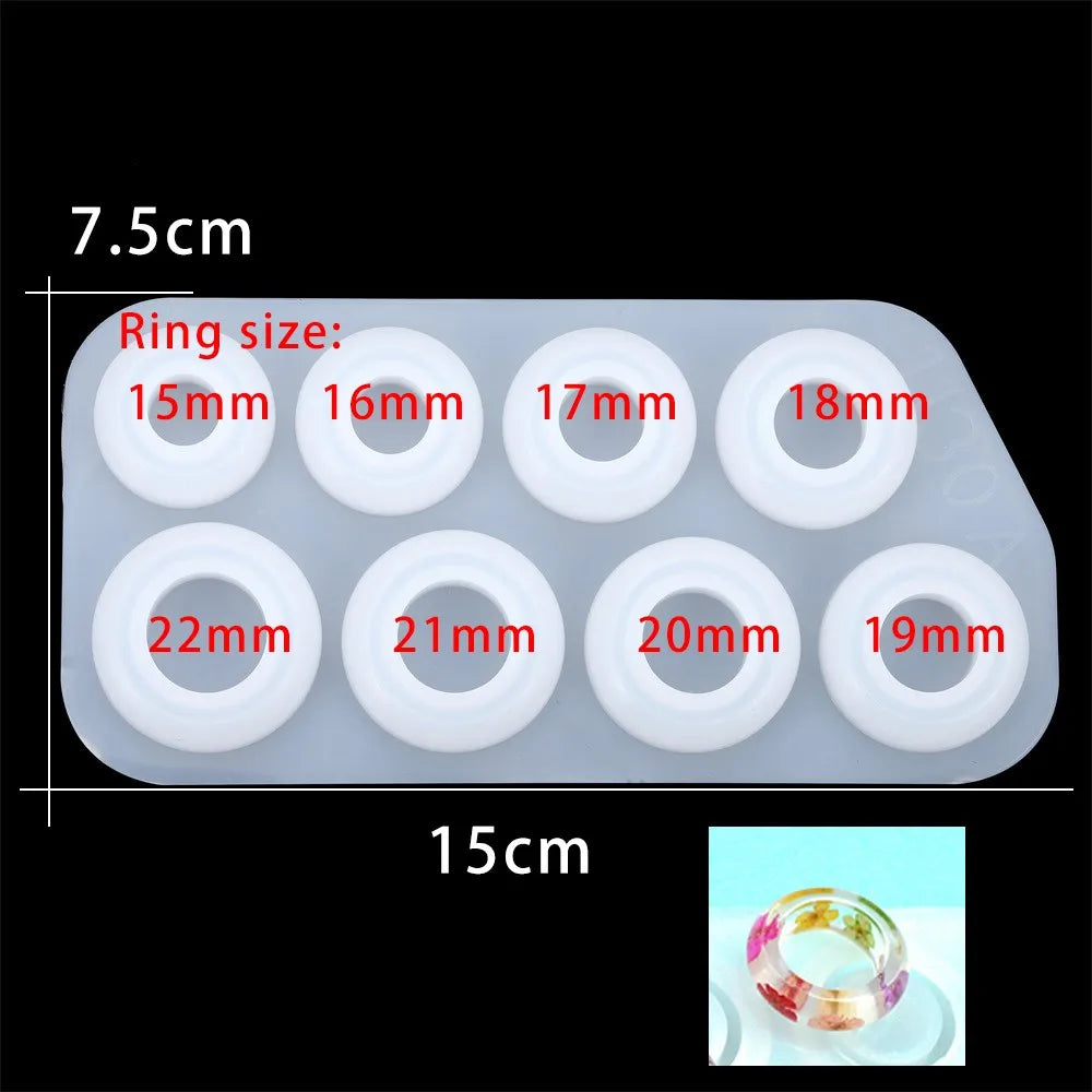 DIY Crystal Flat Rings Epoxy Resin Mold Cat Ear Curved Diamond Dried Flower Ring Silicone Mold Handmade Jewelry Making