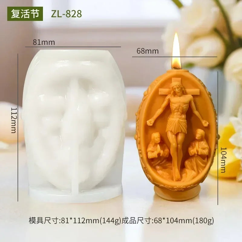 3D Easter Jesus Egg Candle Silicone Mold Virgin Mary Easter Egg Candle Mould Resin Jesus Egg Gypsum Molds Easter Gift