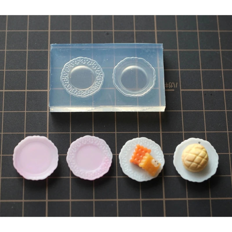 DIY Cute Mini Round Disc Charm Silicone Mold Handmade Miniature Food Cake Fondant Tray Plate Ornament Epoxy Resin Casting Mould