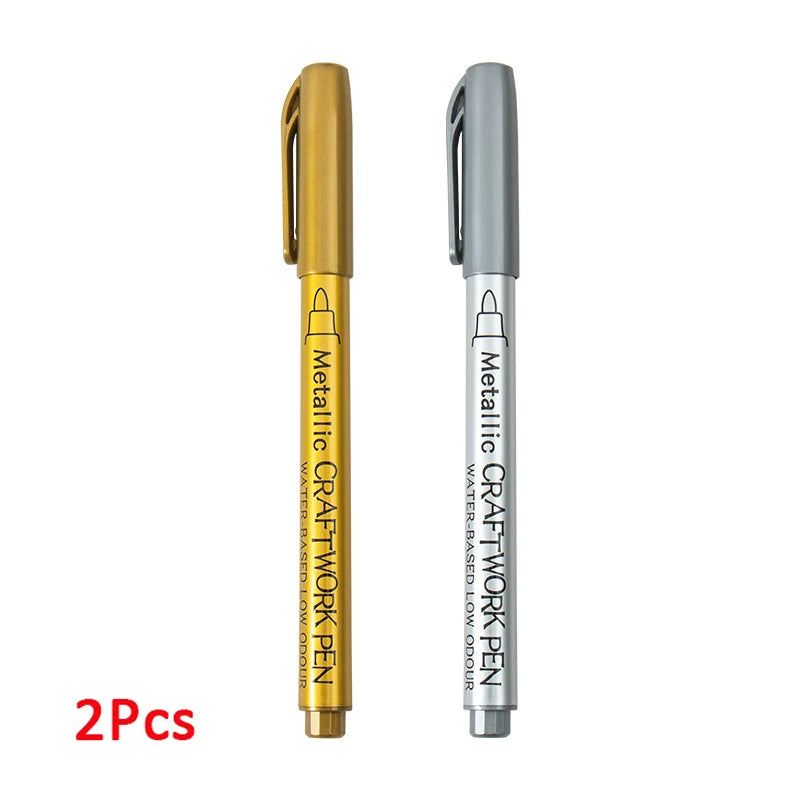 1-4Pcs Metallic Waterproof Permanent Marker Pens for DIY Epoxy Resin Mold Gold Silver Color Drawing Supplies Craft Marker Pen