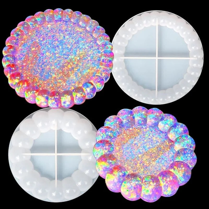 DIY Bubble Coaster Resin Mold Flower Shaped Cup Mat Silicone Epoxy Mold Spill Proof Storage Coaster Mould for