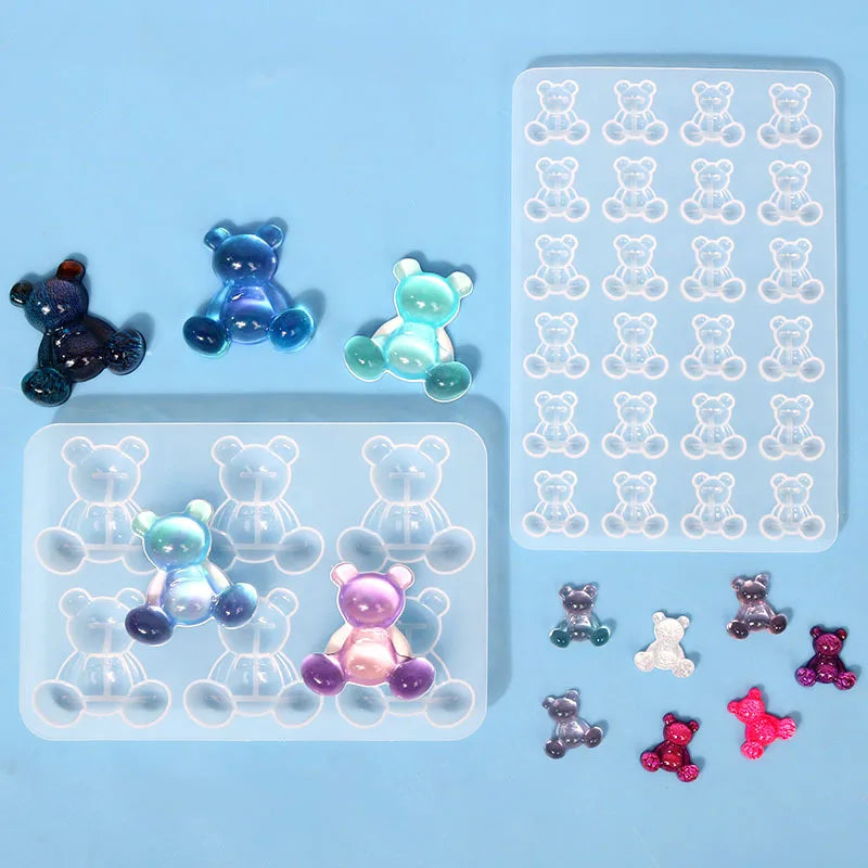 Crystal Bear Resin Silicone Molds Small Bears Charm Epoxy Mould For Earring Pendant Brooch Keychain Jewelry Making Supplies