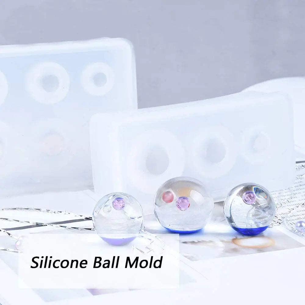 Crystal Round Ball Silicone Mold 6 Even Sphere Beads Universe Spheroid Moulds For DIY Necklace Bracelet UV Resin Jewelry Making