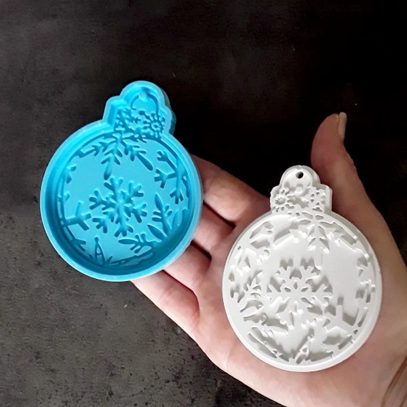 Christmas Round Shaped Pandents Silicone Mold DIY Handmade Plaster UV Epoxy Resin Keychain Molds Christmas Tree Decor Supplies