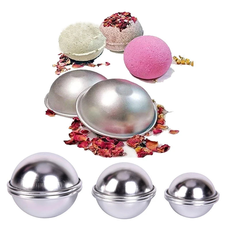 6pcs /set DIY Semicircle Sphere Bath Bomb Molds Aluminum Alloy Ball Sphere Bath Bomb Mold Cake Baking Pastry Mould