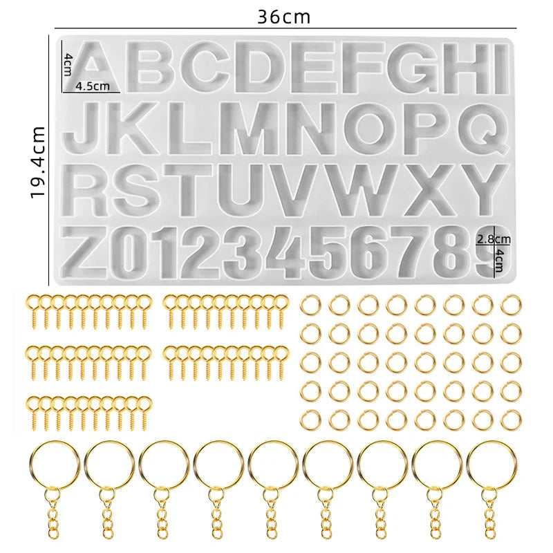 Alphabet Epoxy Resin Silicone Mold DIY Letter Number Pendant Resin Mold Keychain Earring Epoxy Resin Jewelry Crafts Casting Mold