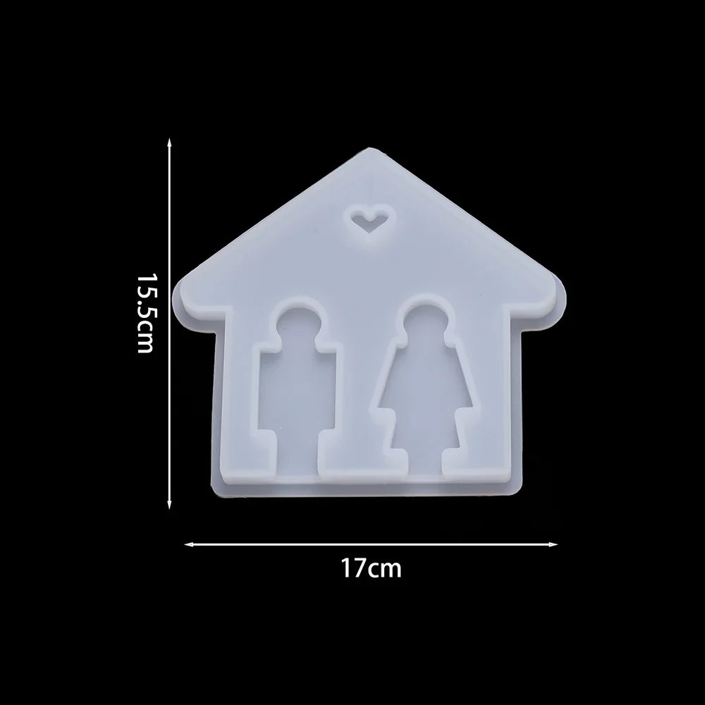 Couple Keychain Silicone Mold House Shape Key Wall Hanging Mould for DIY Epoxy Resin Crafts Home Decoration Jewelry Accessories