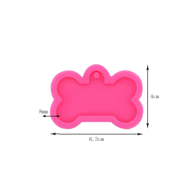 Dog Tag Bone Shaped Kitten Claw Keychain Mold DIY Resin Mold Crystal Epoxy Silicone Mold Pendant Jewelry Making Casting Mould