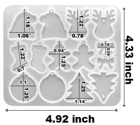 Christmas Earring Mold Resin Silicone Christmas Tree Elk Snowflake Keychain Epoxy Casting Mold for DIY Craft Jewelry Making