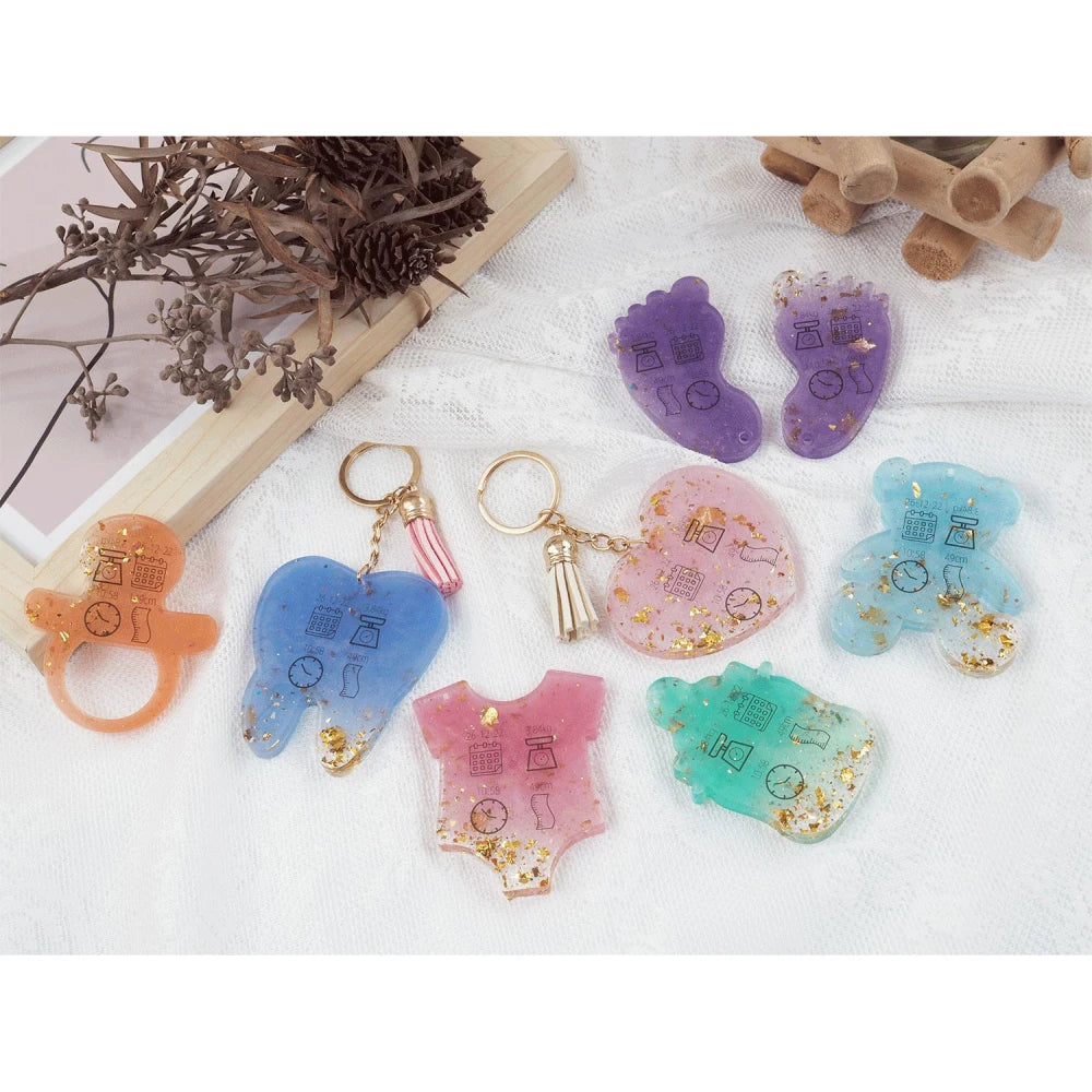 Baby Shower Bapti Pendants Decoration Cute Baby Foot Bottle Shape Epoxy Resin Mold KeyChain Pendant Making Baby Birthday Decor