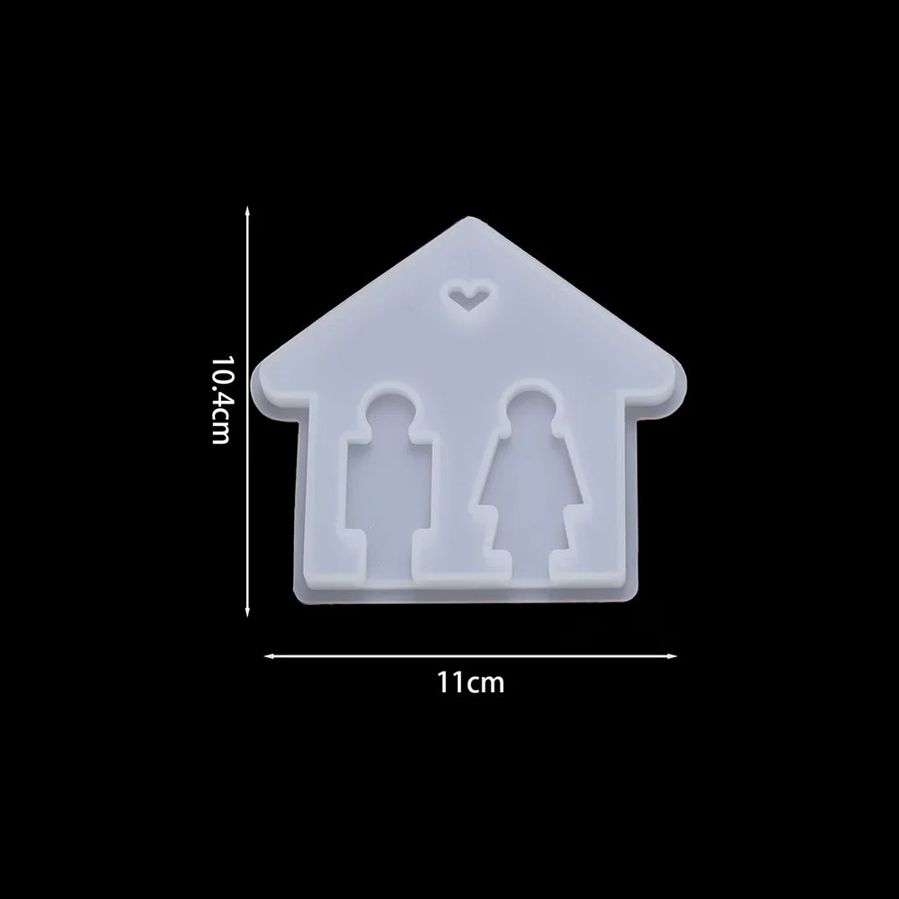 Couple Keychain Silicone Mold House Shape Key Wall Hanging Mould for DIY Epoxy Resin Crafts Home Decoration Jewelry Accessories