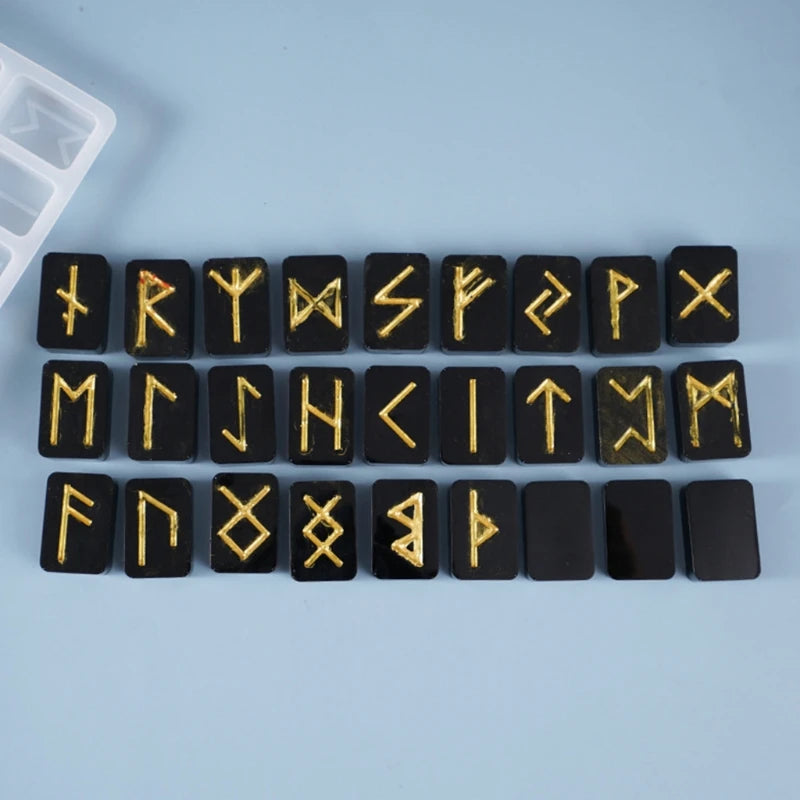 DIY Symbol Rune Silicone Mould Mirror Energy Symbol Runes Letters Mold Handmade Symbol Words Resin Casting Charm Mold