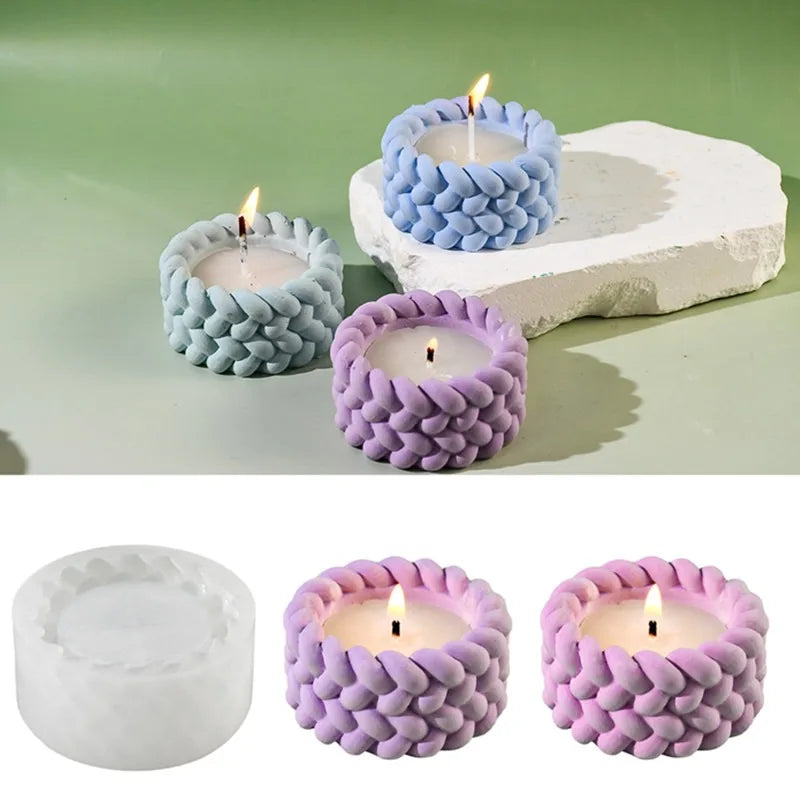 DIY Hemp Rope Candle Cup Silicone Mold Gypsum Aromatherapy Candle Holder Desktop Decoration Ornament Resin Mold Home Handicrafts