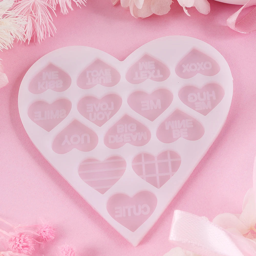 1pc Love Heart Letter Silicone Resin Molds For Earring Necklace Bracelet Keychain DIY Couple Valentine's Day Gift Casting Molds