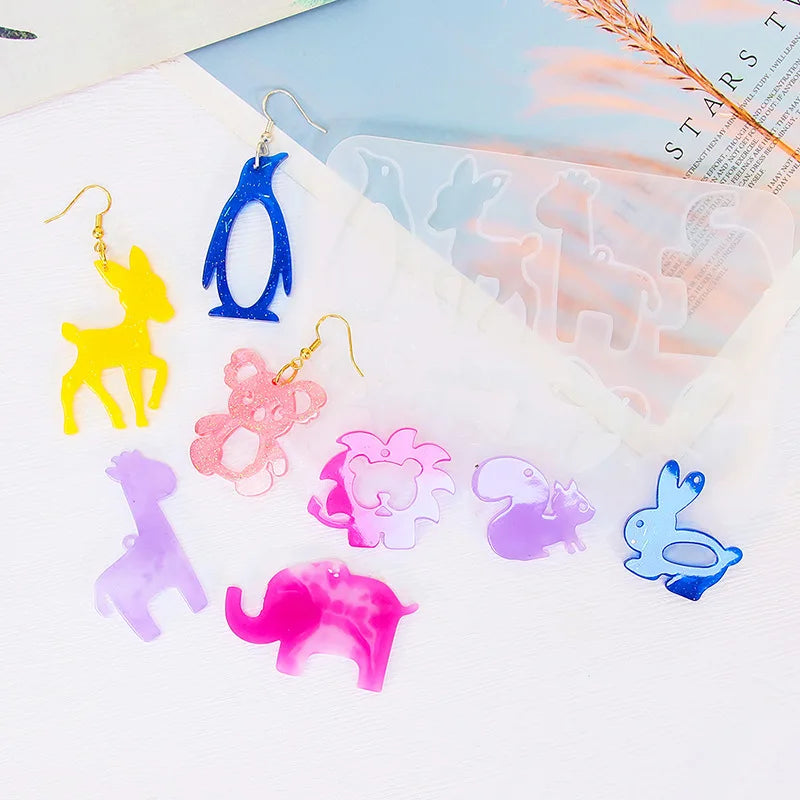 DIY Pet Tag Making Resin Mold Jewelry Silicone Molds Cat Bear Dog Shapes for Keychain Jewelry Craft Supplies Mould