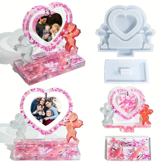 DIY Crystal Epoxy Resin Mold Cupid Love Photo Frame Silicone Mold