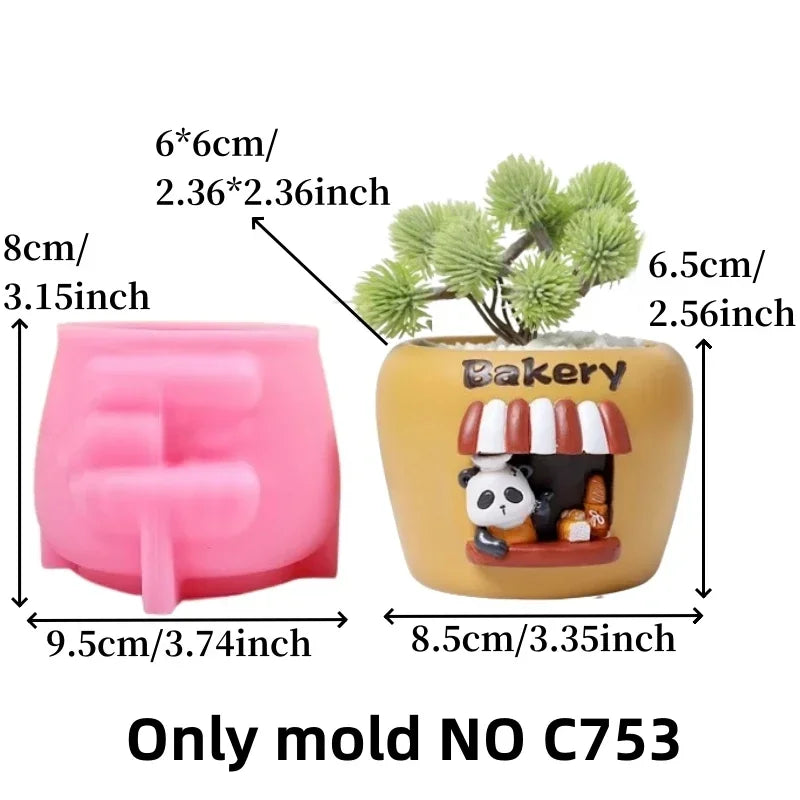 3D Animal Slippers Succulent Plant Flower Pot Resin Silicone Mold Hole Shoes Sandals Storage Box Pen Holder Concrete Gypsum Mold