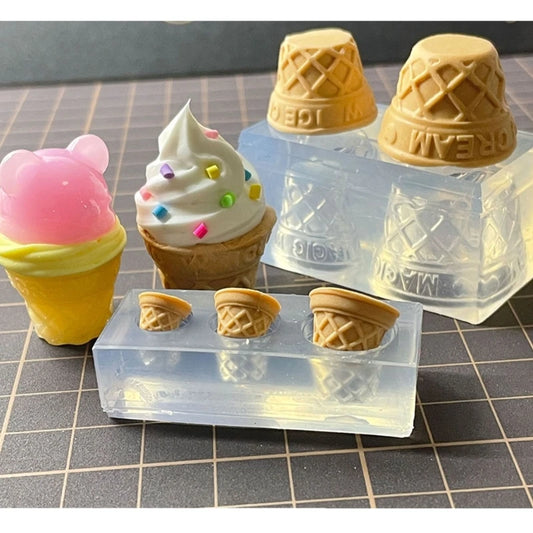 DIY 3D Ice Cream Cone Resin Mold Simulated Food Mini Cake Cup Silicone Mold DIY Craft Hand-Making Accessories