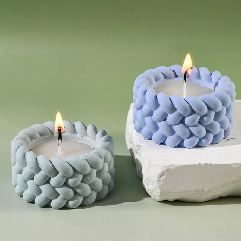 DIY Hemp Rope Candle Cup Silicone Mold Gypsum Aromatherapy Candle Holder Desktop Decoration Ornament Resin Mold Home Handicrafts