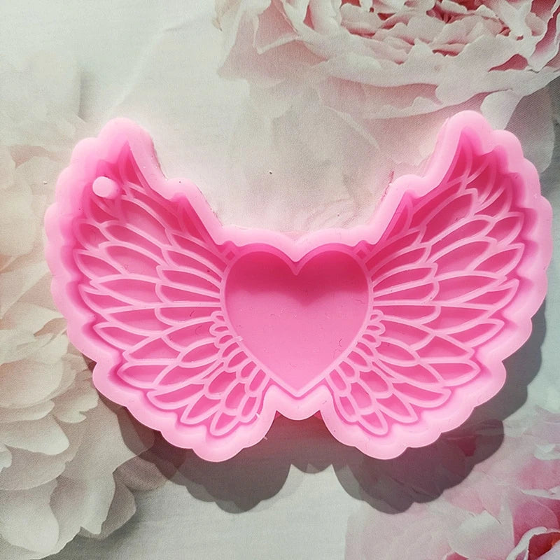 DIY Love Angel Wing Keychain Mold Handmade Keychain Decorative Pendant Silicone Mould Jewelry Bag Charms Ornament Casting Tool