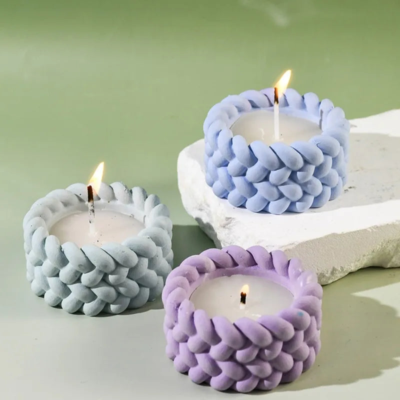 DIY Hemp Rope Candle Cup Silicone Mold Gypsum Aromatherapy Candle Holder Desktop Decoration Ornament Resin Mold Home Handicrafts