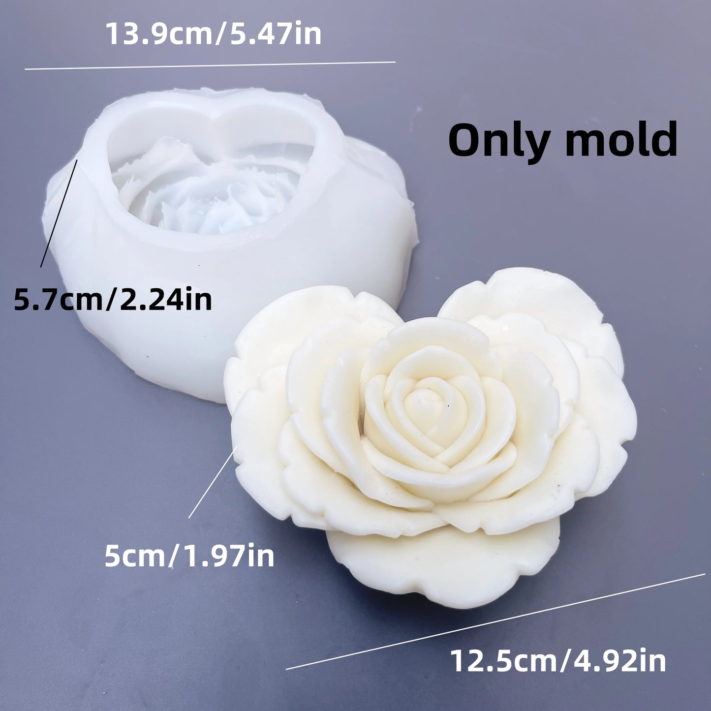 DIY heart shaped rose flower candle silicone mold large Love shaped flower candle mold blooming flower resin mold Christmas