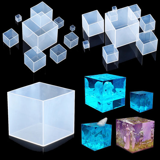 Clear Silicone Cube Molds Large Deep Square Epoxy Resin Mold Transparent Silicone Molds for Resin Casting DIY Jewelry Making