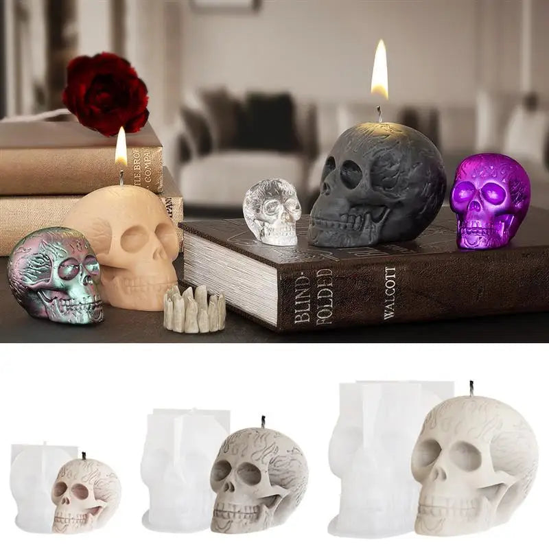 3D Skull Candle Silicone Mold DIY Halloween Candle Mold Handmade Soap Plaster Mold Epoxy Resin Craft Casting Tool For Home Decor