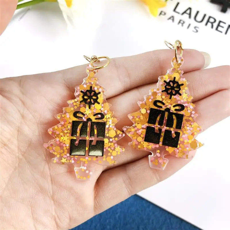 Christmas Earrings Pendant Silicone Mold Jewelry Pendants Epoxy Resin Molds for DIY Epoxy Resin Earring Keychain Charms Crafts