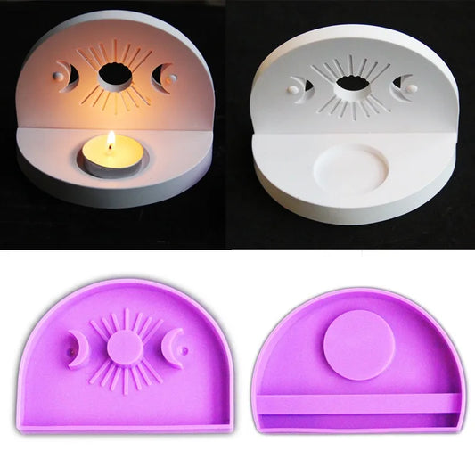 DIY Sun Moon Candlestick Silicone Mold Aromatherapy Gypsum Radiant Candle Ornament Resin Epoxy Mold Home Decoration Storage Tool