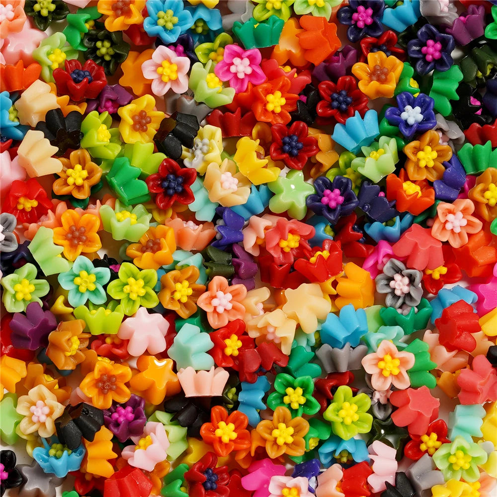 100Pcs/Lot Cute Resin 6/8mm Mixed Flowers Fillings Materials for DIY Epoxy Resin Mold Nail Art Decor Crafts Accessories