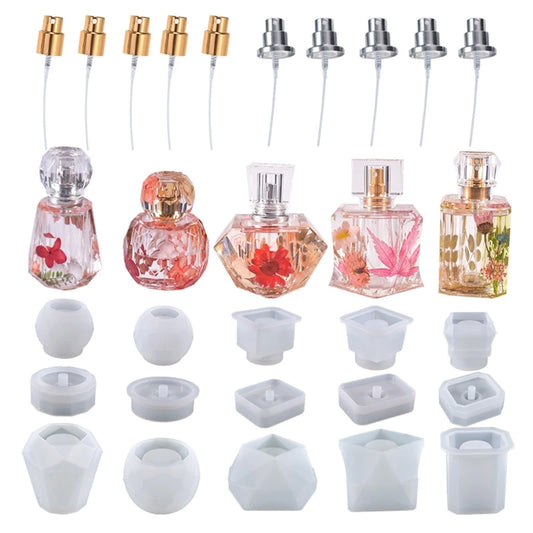 Diy Crystal Epoxy Resin Mold Cut Surface Irregular Perfume Bottle Storage Decoration Silicone Mold Container Epoxy Mold