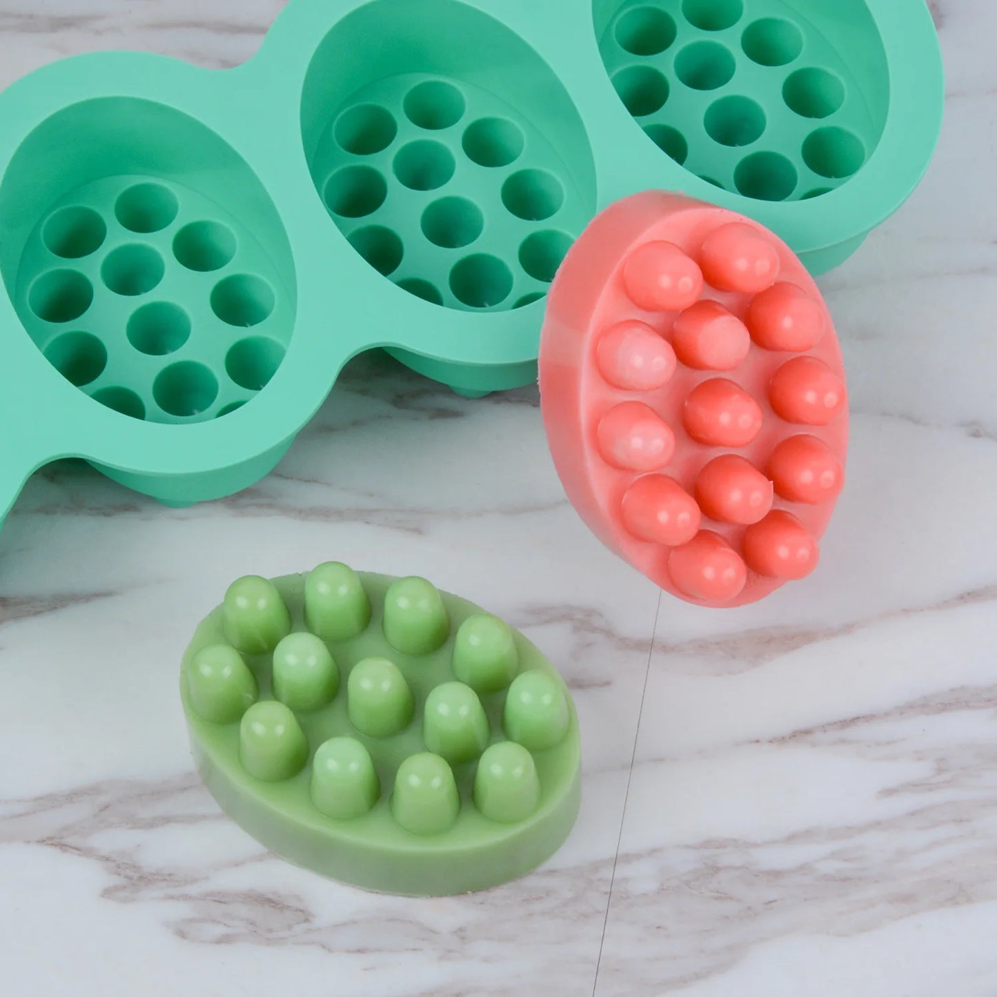 4 Hole Oval Massage Soap Silicone Mold DIY Multicavity Geometry Round Candle Resin Making Tool Cake Baking Mould Christmas Gift