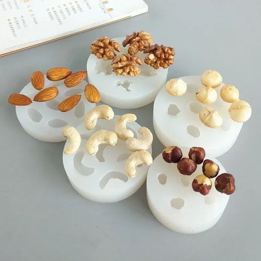 Creative 3D Nut Silicone Mold Walnut Almond Cashew Hazelnut Fondant Cake Chocolate Mold Cake Decoration Accessories Baking Tool