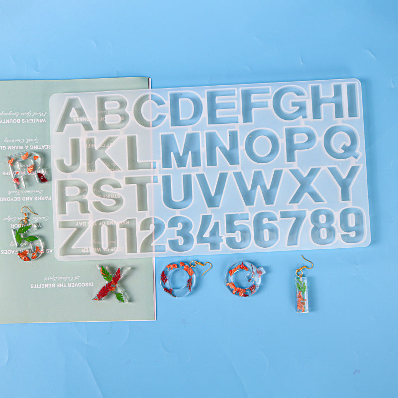 Crystal Epoxy Resin Mold Alphabet Letter Number Pendant Casting Silicone Crafts