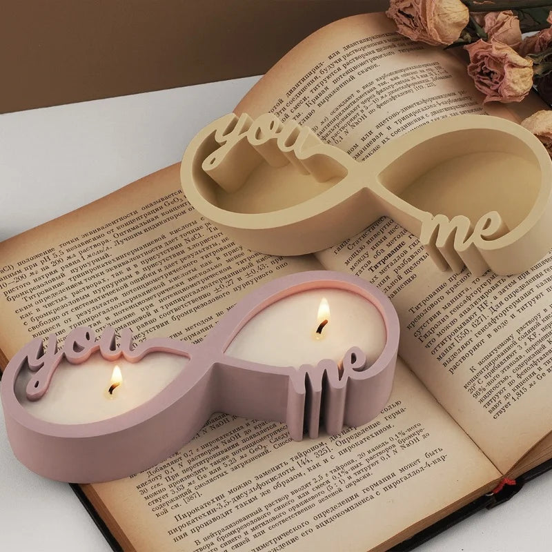 DIY You Me Couple Candle Cup Mirror Silicone Molds Gypsum Aromatherapy Container Jewelry Storage Can Resin Mold Home Handicrafts