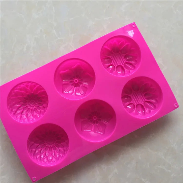 6 Cavity Flower Shaped Silicone Soap Mold DIY Handmade Aromatherapy Soap Making Form Chocolate Cake Mould Craft Making Supplies